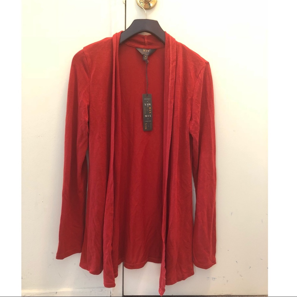 NWT red open front sweater